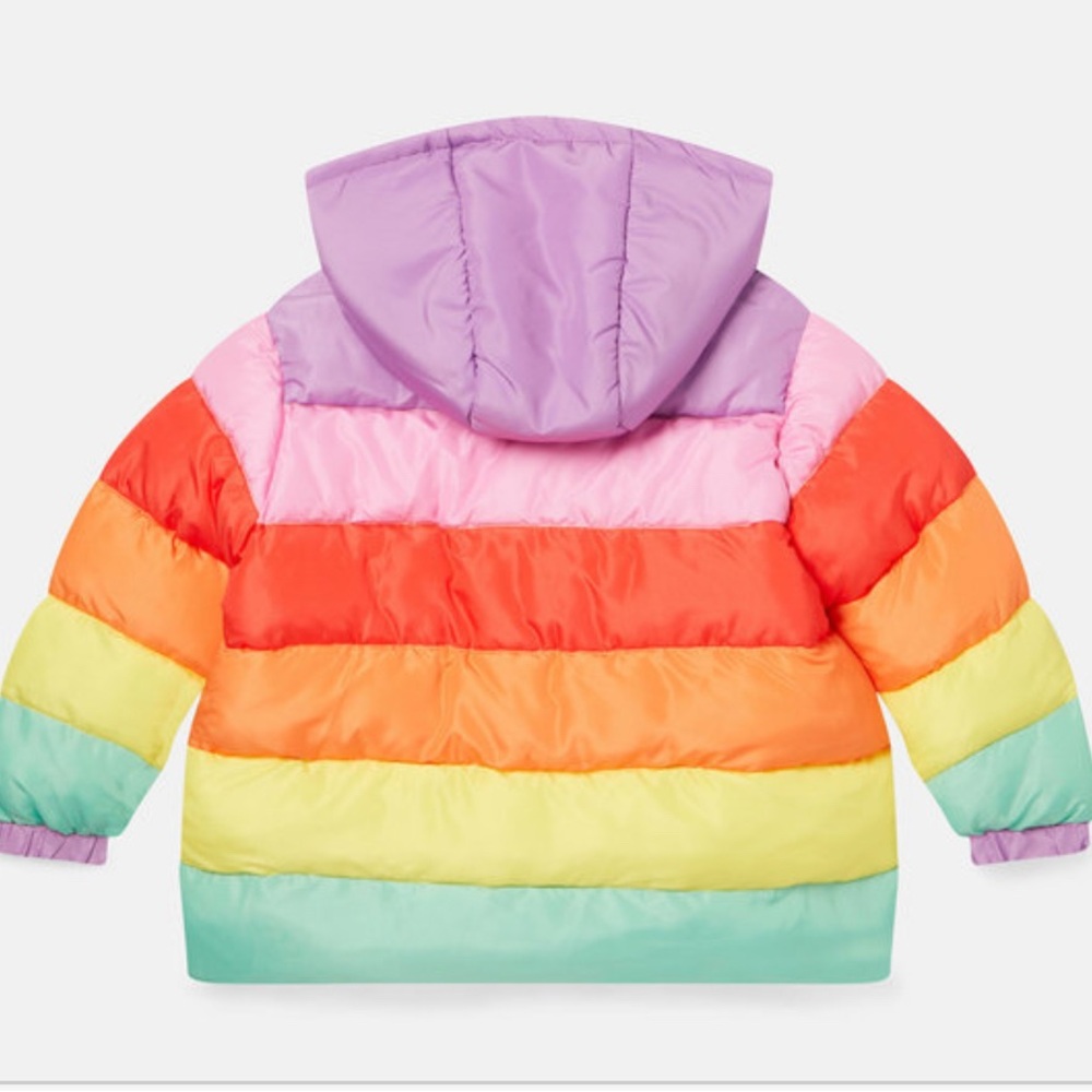 Stella McCartney Kids Colorful Rainbow Striped Puffer Jacket size 6 - Picture 2 of 7
